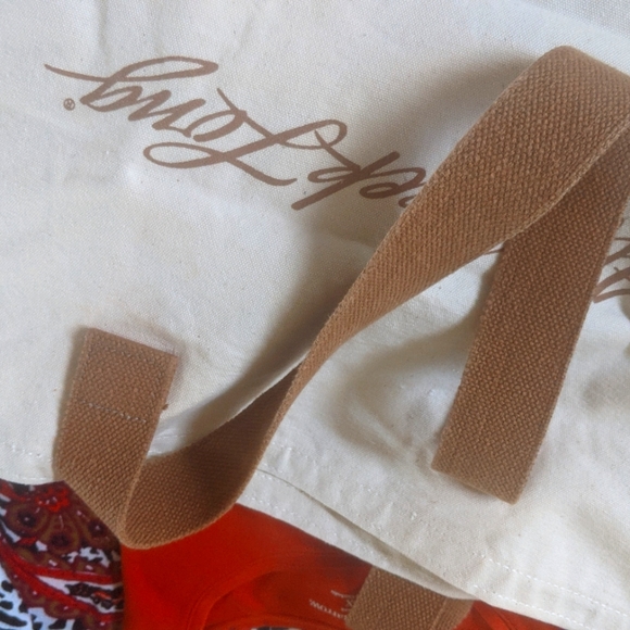 All Week Long Canvas Tote in cream and Caramel - Picture 3 of 5